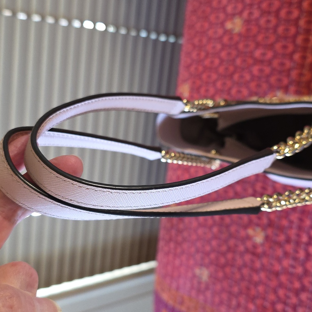 Michael Kors Blush Pink Gold Chain Tote | Feminine Designer Shoulder Bag - Picture 6 of 12